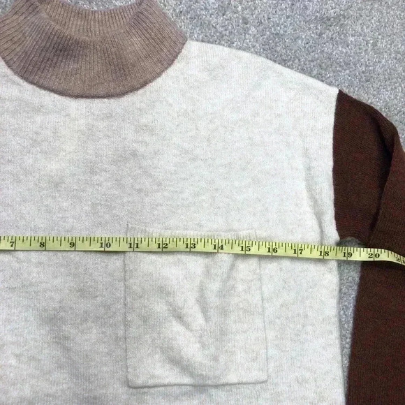 Madewell 2XS Sweater Colorblock Mock Neck Pocket Pullover Redmond Boxy - Picture 2 of 9